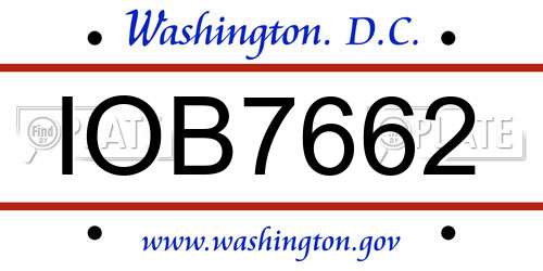 IOB7662 District Of Columbia License Plate