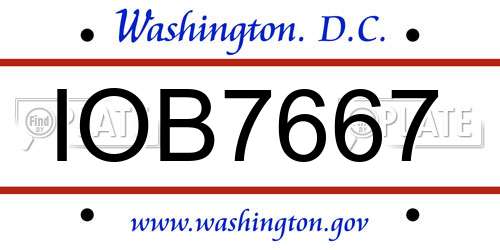IOB7667 District Of Columbia License Plate