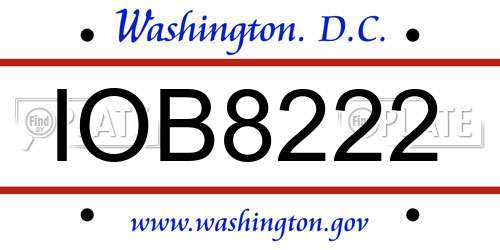 IOB8222 District Of Columbia License Plate