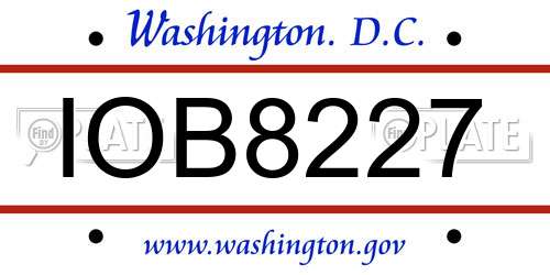 IOB8227 District Of Columbia License Plate
