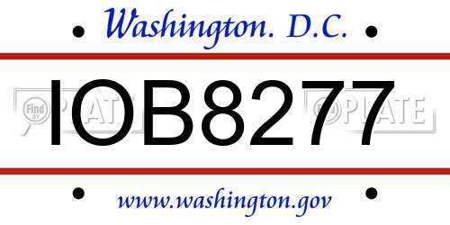 IOB8277 District Of Columbia License Plate