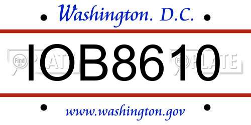 IOB8610 District Of Columbia License Plate