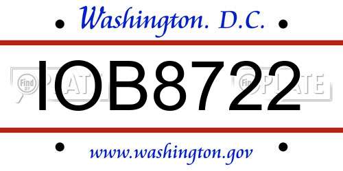IOB8722 District Of Columbia License Plate