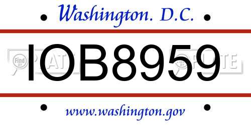 IOB8959 District Of Columbia License Plate
