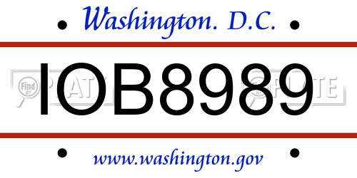 IOB8989 District Of Columbia License Plate