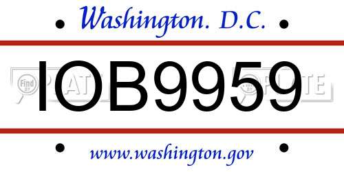 IOB9959 District Of Columbia License Plate