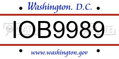 IOB9989 District Of Columbia License Plate