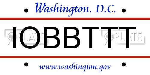 IOBBTTT District Of Columbia License Plate
