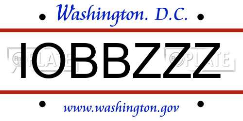 IOBBZZZ District Of Columbia License Plate
