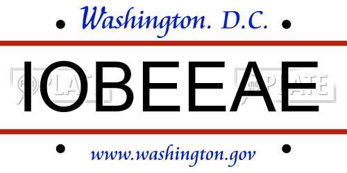 IOBEEAE District Of Columbia License Plate