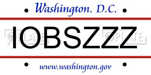 IOBSZZZ District Of Columbia License Plate