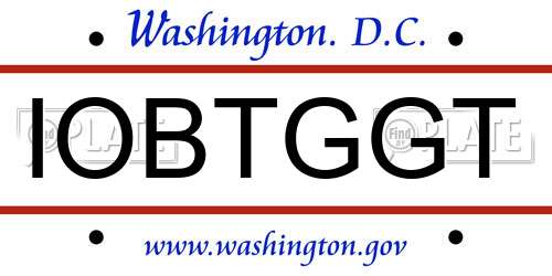 IOBTGGT District Of Columbia License Plate
