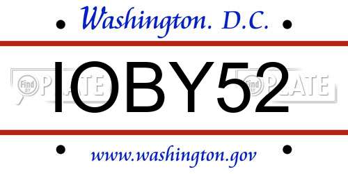IOBY52 District Of Columbia License Plate