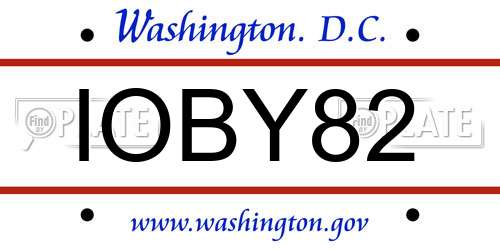 IOBY82 District Of Columbia License Plate