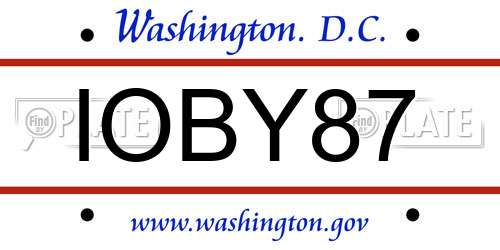 IOBY87 District Of Columbia License Plate