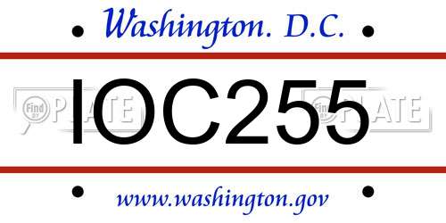 IOC255 District Of Columbia License Plate