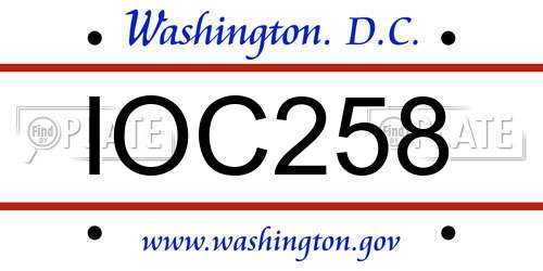 IOC258 District Of Columbia License Plate