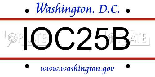 IOC25B District Of Columbia License Plate