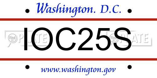 IOC25S District Of Columbia License Plate