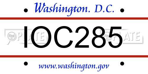 IOC285 District Of Columbia License Plate