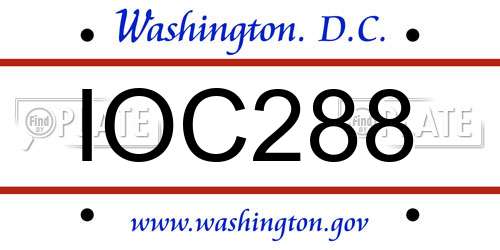 IOC288 District Of Columbia License Plate
