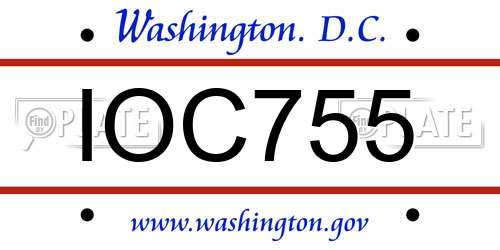 IOC755 District Of Columbia License Plate