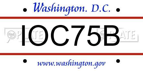 IOC75B District Of Columbia License Plate