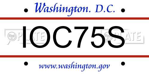 IOC75S District Of Columbia License Plate