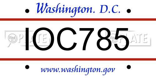 IOC785 District Of Columbia License Plate