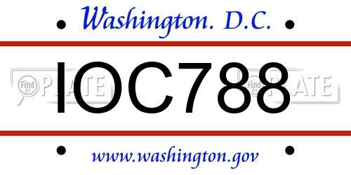 IOC788 District Of Columbia License Plate