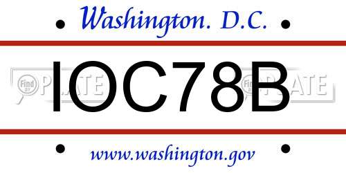 IOC78B District Of Columbia License Plate