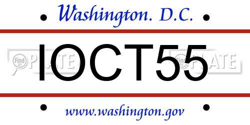 IOCT55 District Of Columbia License Plate