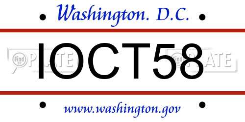 IOCT58 District Of Columbia License Plate