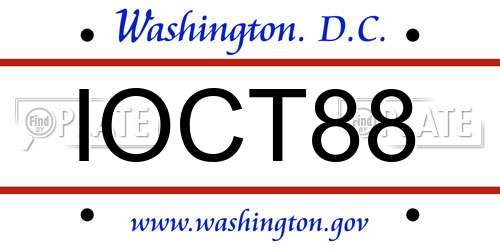 IOCT88 District Of Columbia License Plate