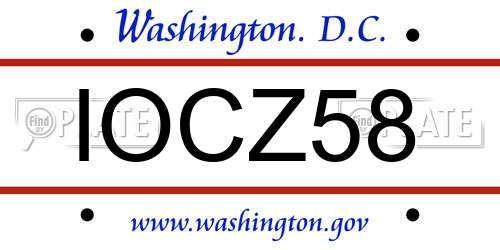 IOCZ58 District Of Columbia License Plate