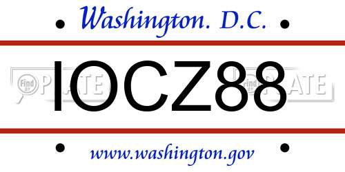 IOCZ88 District Of Columbia License Plate