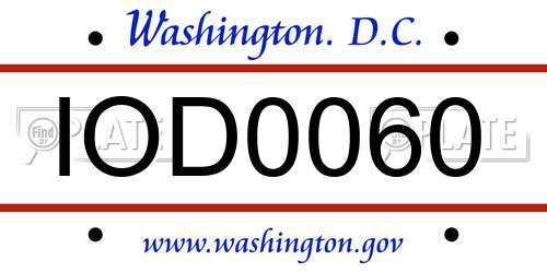 IOD0060 District Of Columbia License Plate