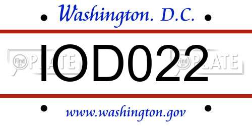 IOD022 District Of Columbia License Plate