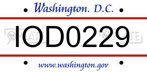 IOD0229 District Of Columbia License Plate