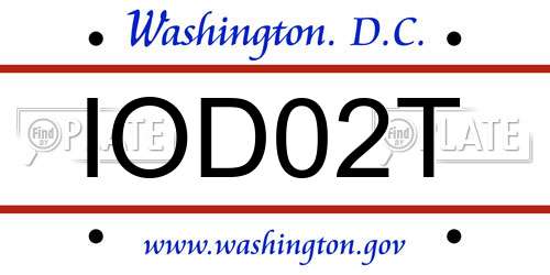 IOD02T District Of Columbia License Plate