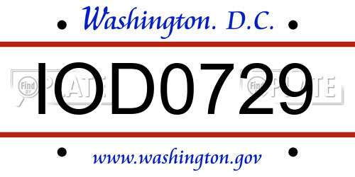IOD0729 District Of Columbia License Plate
