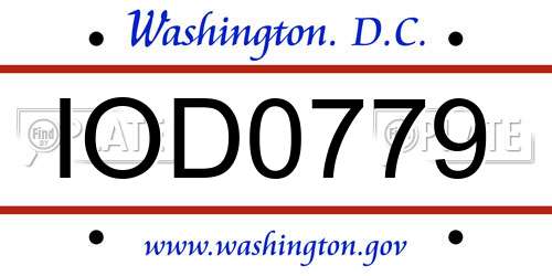 IOD0779 District Of Columbia License Plate