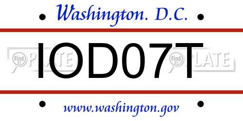 IOD07T District Of Columbia License Plate