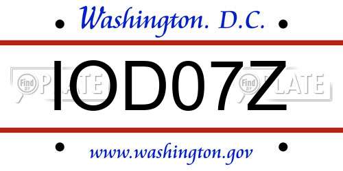 IOD07Z District Of Columbia License Plate