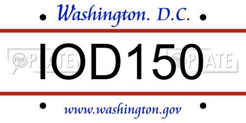 IOD150 District Of Columbia License Plate