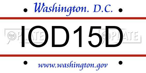 IOD15D District Of Columbia License Plate