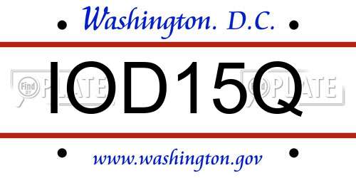 IOD15Q District Of Columbia License Plate