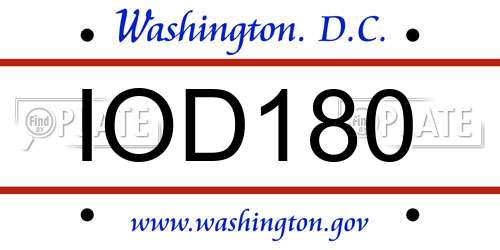 IOD180 District Of Columbia License Plate