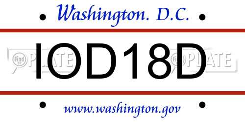 IOD18D District Of Columbia License Plate