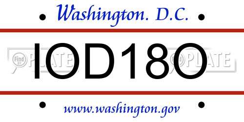 IOD18O District Of Columbia License Plate